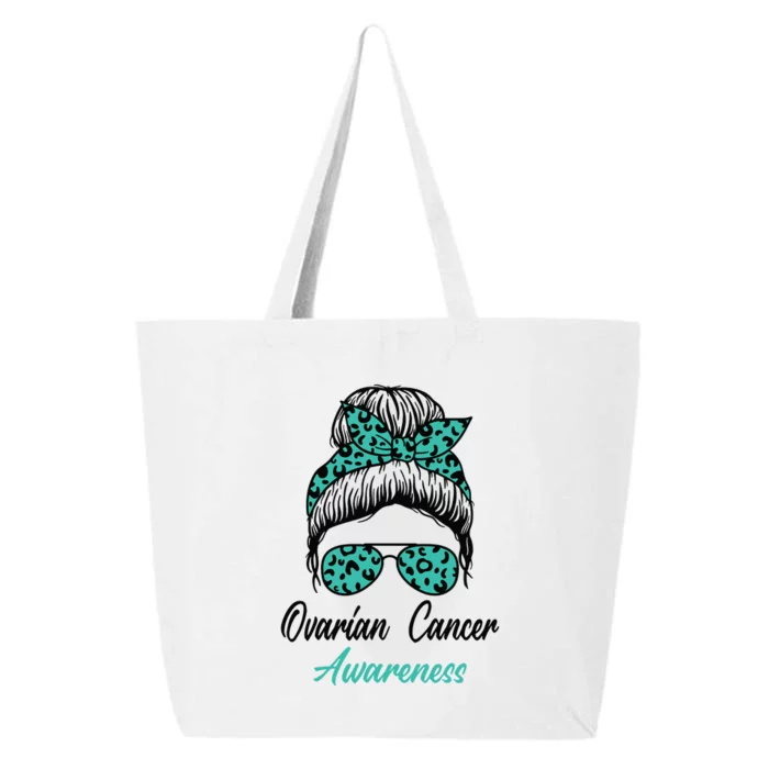 Ovarian Cancer Awareness Messy Bun Support Women 25L Jumbo Tote