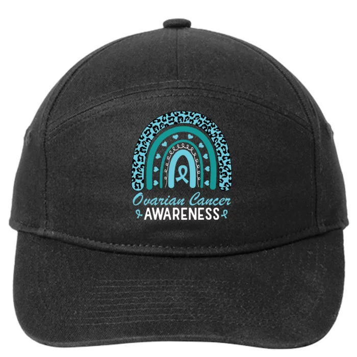 Ovarian Cancer Awareness Month Teal Rainbow Ribbon 7-Panel Snapback Hat