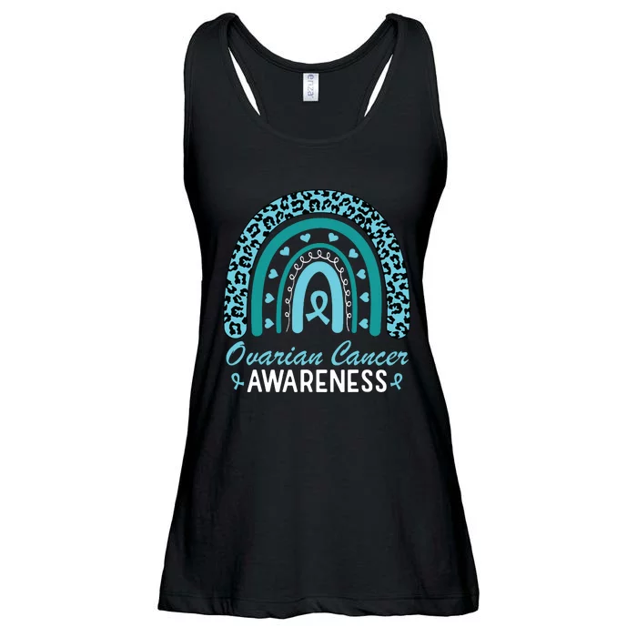 Ovarian Cancer Awareness Month Teal Rainbow Ribbon Ladies Essential Flowy Tank