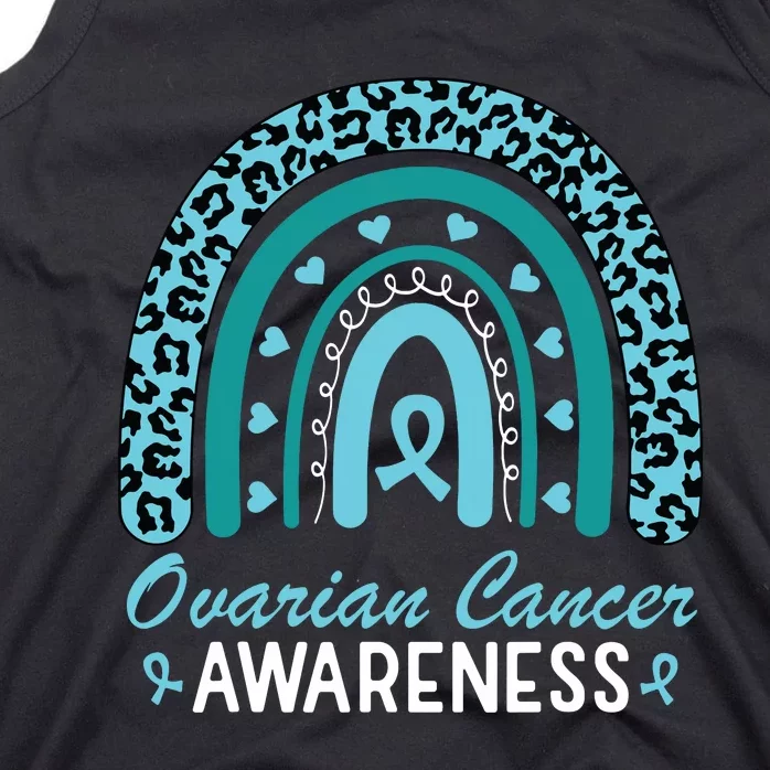 Ovarian Cancer Awareness Month Teal Rainbow Ribbon Tank Top