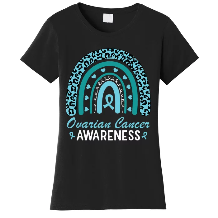 Ovarian Cancer Awareness Month Teal Rainbow Ribbon Women's T-Shirt