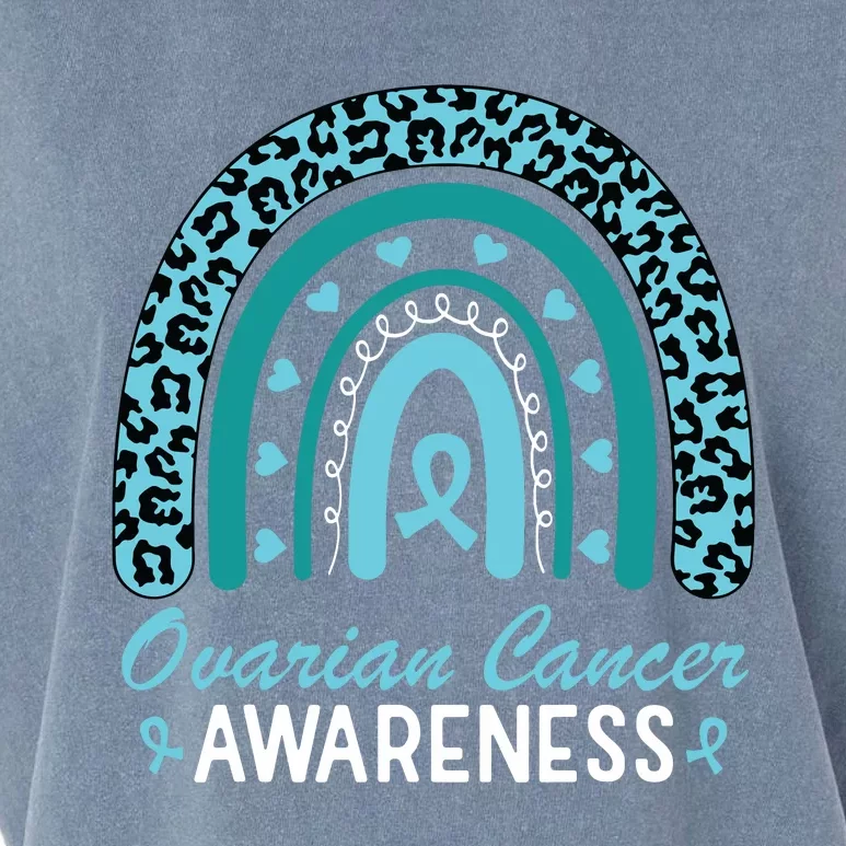 Ovarian Cancer Awareness Month Teal Rainbow Ribbon Garment-Dyed Women's Muscle Tee