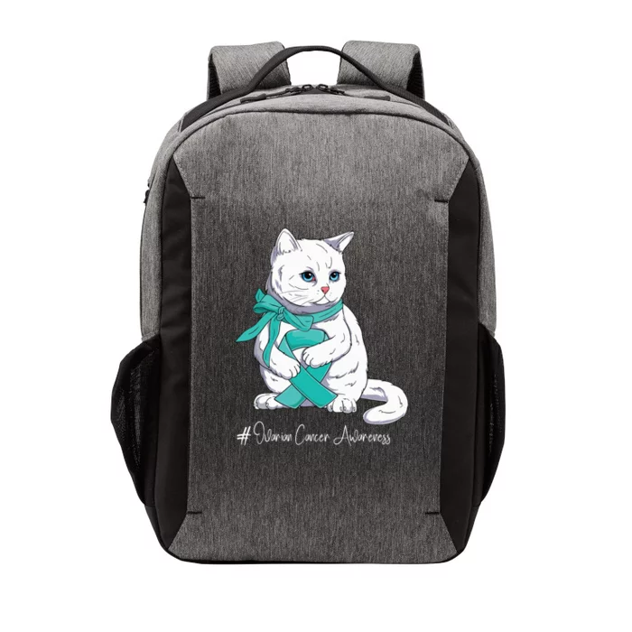 Ovarian Cancer Awareness Month Teal Ribbon Cat Vector Backpack