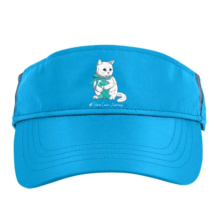 Ovarian Cancer Awareness Month Teal Ribbon Cat Adult Drive Performance Visor