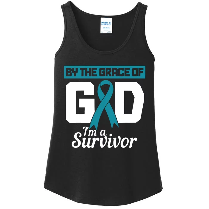 Ovarian Cancer Awareness By The Grace Of Im A Survivor Ladies Essential Tank