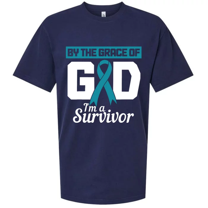 Ovarian Cancer Awareness By The Grace Of Im A Survivor Sueded Cloud Jersey T-Shirt