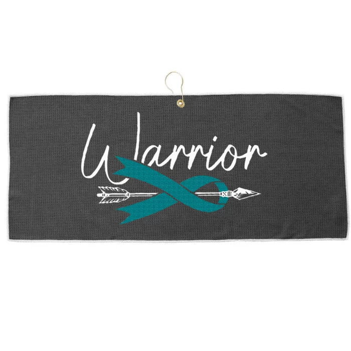 Ovarian Cancer Awareness Month Woman Teal Ribbon Warrior Large Microfiber Waffle Golf Towel