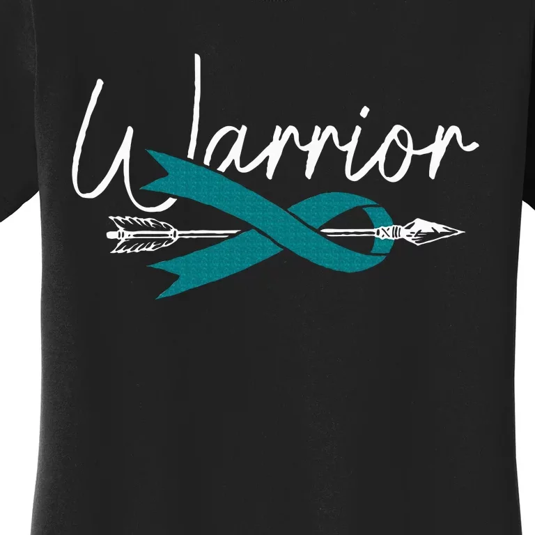 Ovarian Cancer Awareness Month Woman Teal Ribbon Warrior Women's T-Shirt