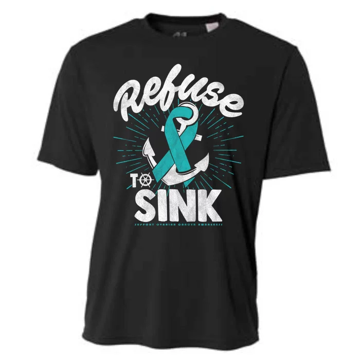 Ovarian Cancer Anchor Refuse To Sink Awareness Gift Meaningful Gift Cooling Performance Crew T-Shirt