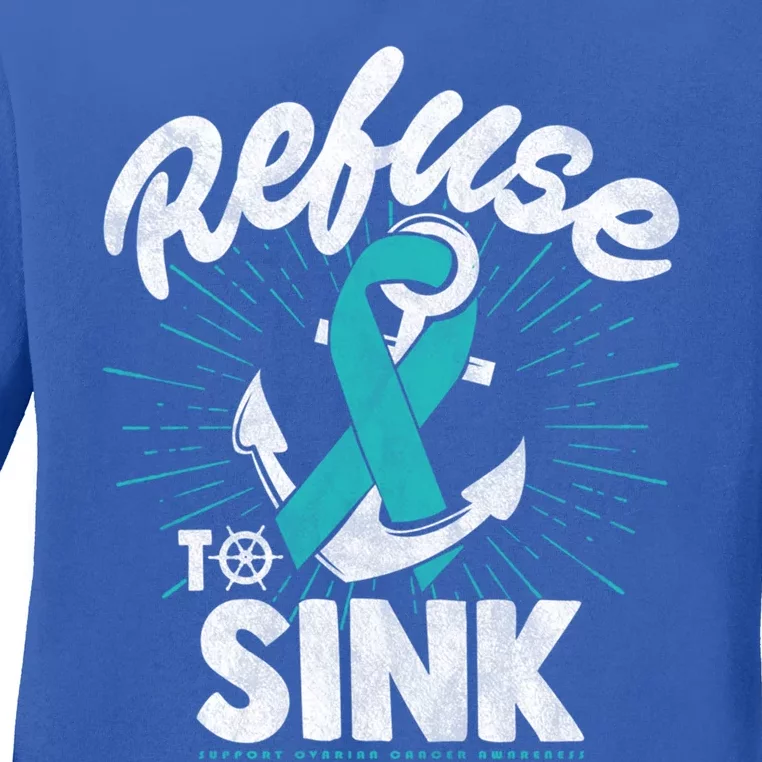 Ovarian Cancer Anchor Refuse To Sink Awareness Gift Meaningful Gift Ladies Long Sleeve Shirt