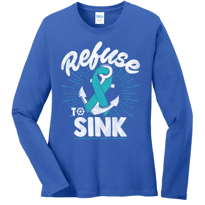 Ovarian Cancer Anchor Refuse To Sink Awareness Gift Meaningful Gift Ladies Long Sleeve Shirt