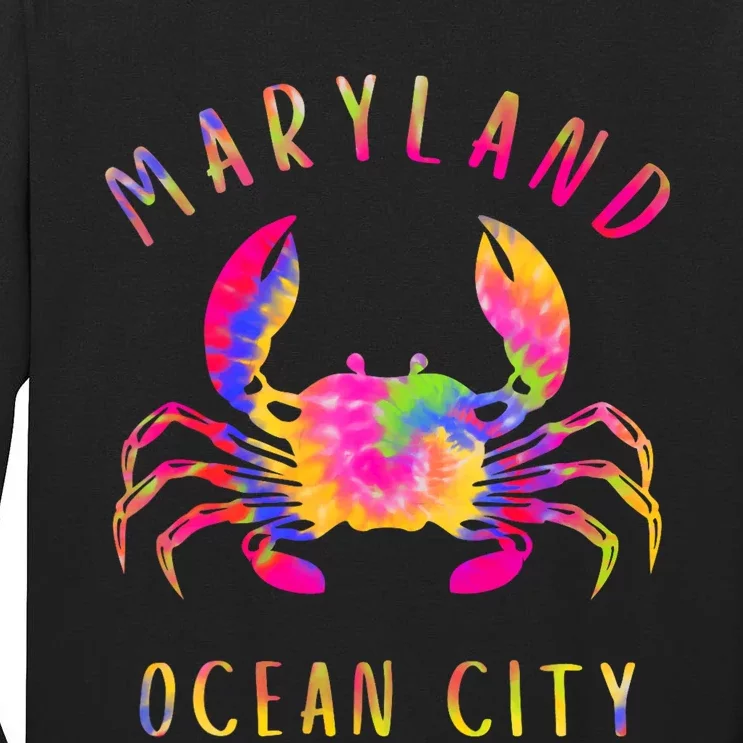 Ocean City Blue Crab Tie Dye Maryland Maryland Vacation Tall Long Sleeve T-Shirt