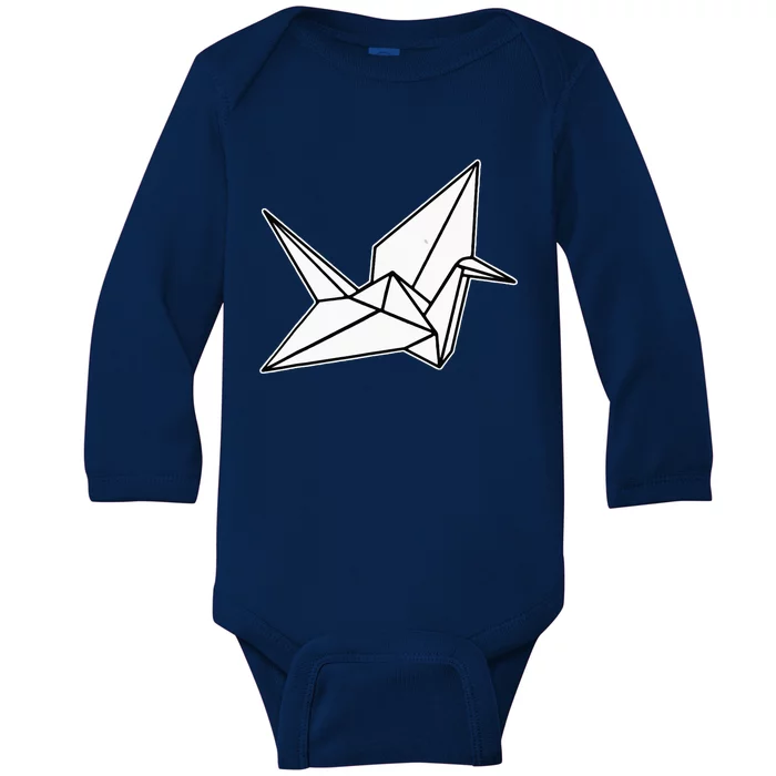 Origami Crane Blackwork Minimal Baby Long Sleeve Bodysuit