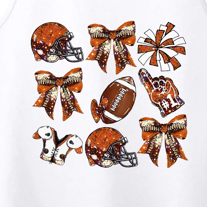 Orange Coquette Bow Football Game Day Performance Tank