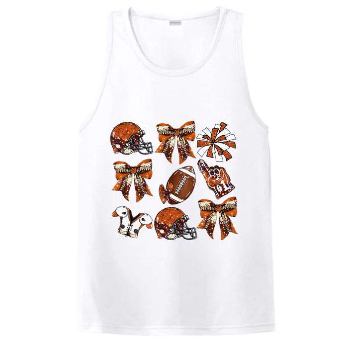 Orange Coquette Bow Football Game Day Performance Tank