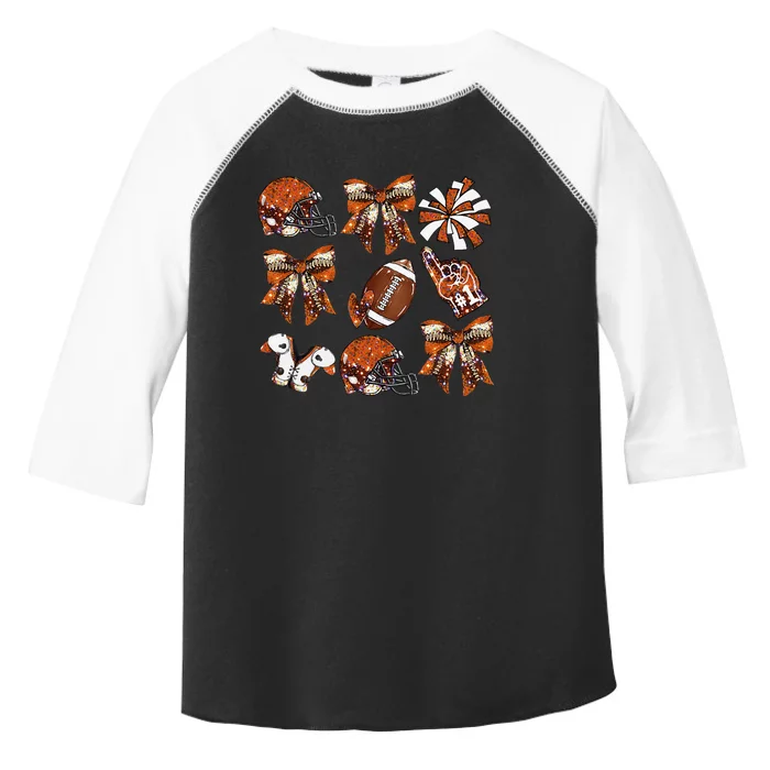 Orange Coquette Bow Football Game Day Women Gift Toddler Fine Jersey T-Shirt