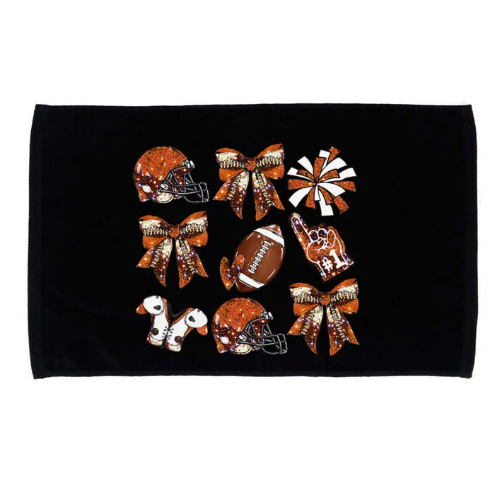 Orange Coquette Bow Football Game Day Women Gift Microfiber Hand Towel