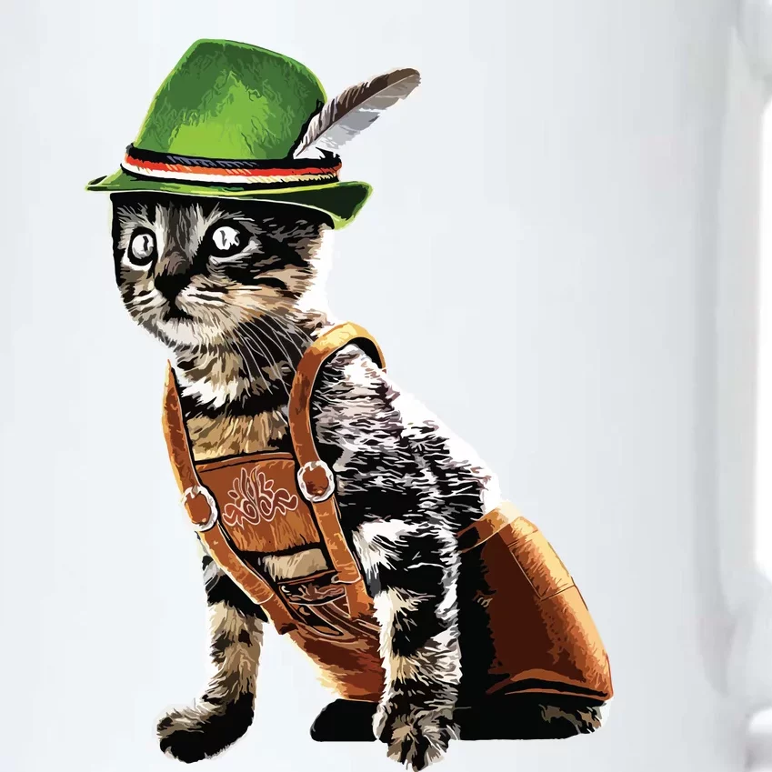 Oktoberfest Cat Bavarian Lederhosen Costume Alpine Hat Gift Black Color Changing Mug