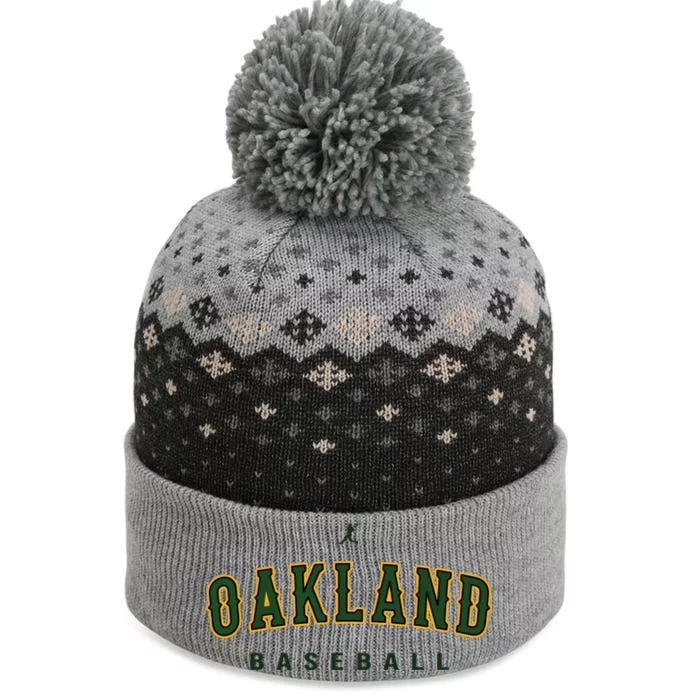 Oakland City Baseball Retro Vintage Baseball Lover Oakland The Baniff Cuffed Pom Beanie