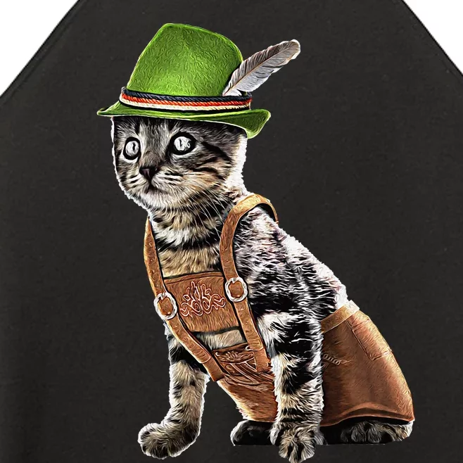 Oktoberfest Cat Bavarian Lederhosen Costume Alpine Hat Gift Women’s Perfect Tri Rocker Tank