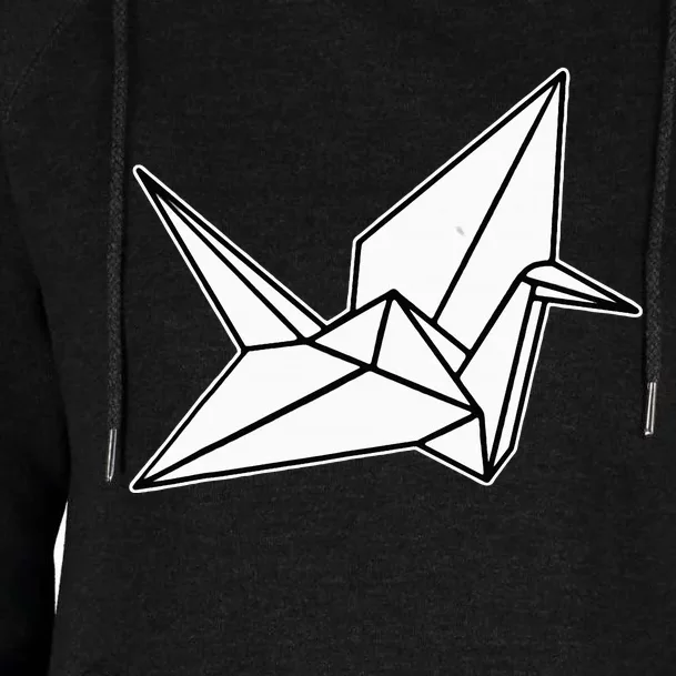 Origami Crane Blackwork Minimal Womens Funnel Neck Pullover Hood