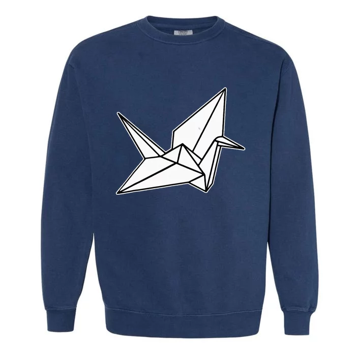 Origami Crane Blackwork Minimal Garment-Dyed Sweatshirt