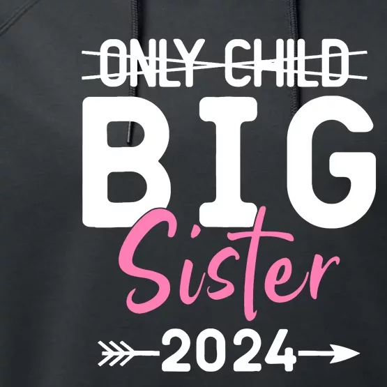 Only Child Big Sister 2024 Funny Promoted To Big Sister 2024 Performance Fleece Hoodie