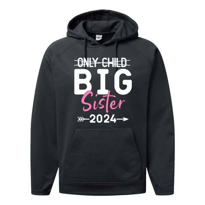 Only Child Big Sister 2024 Funny Promoted To Big Sister 2024 Performance Fleece Hoodie