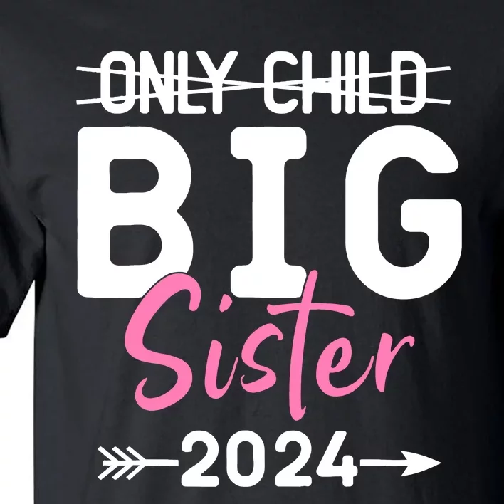 Only Child Big Sister 2024 Funny Promoted To Big Sister 2024 Tall T-Shirt