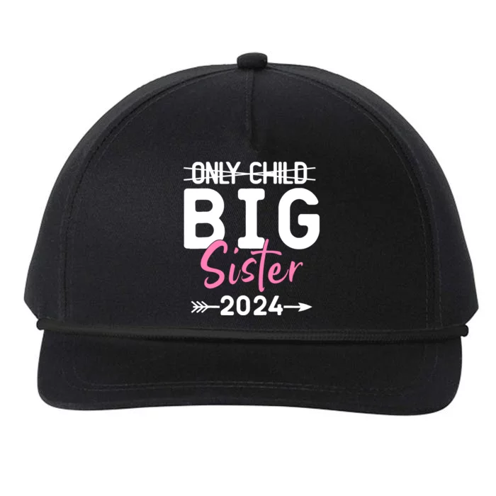 Only Child Big Sister 2024 Funny Promoted To Big Sister 2024 Snapback Five-Panel Rope Hat