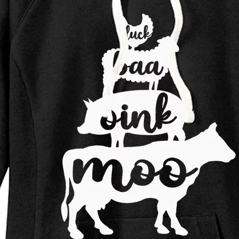 Oink Cluck Baa Moo Birthday Pig Chicken Cow Farmer Women's Fleece Hoodie