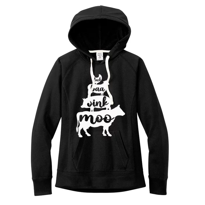 Oink Cluck Baa Moo Birthday Pig Chicken Cow Farmer Women's Fleece Hoodie