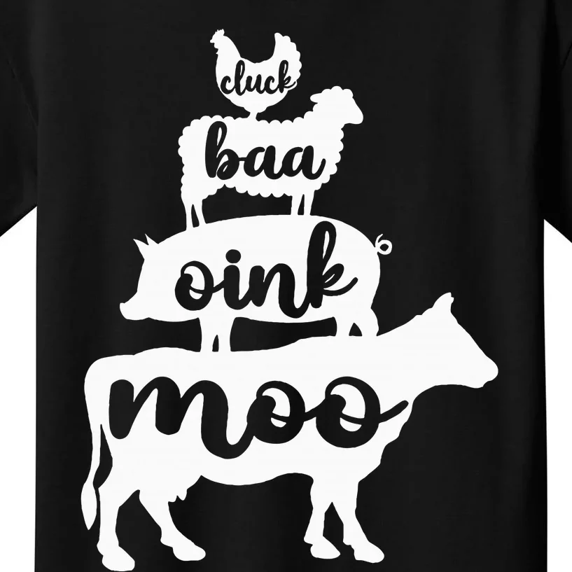 Oink Cluck Baa Moo Birthday Pig Chicken Cow Farmer Kids T-Shirt