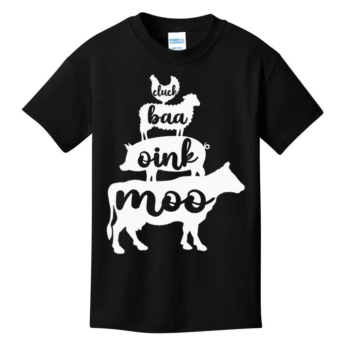 Oink Cluck Baa Moo Birthday Pig Chicken Cow Farmer Kids T-Shirt