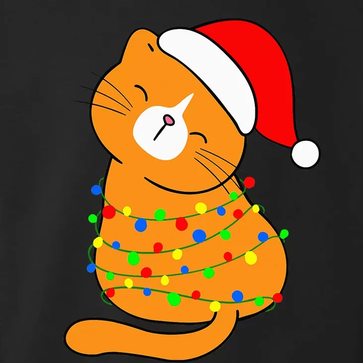 Orange Cat Christmas Tree Lights Santa Hat Funny Cat Lovers Toddler Hoodie