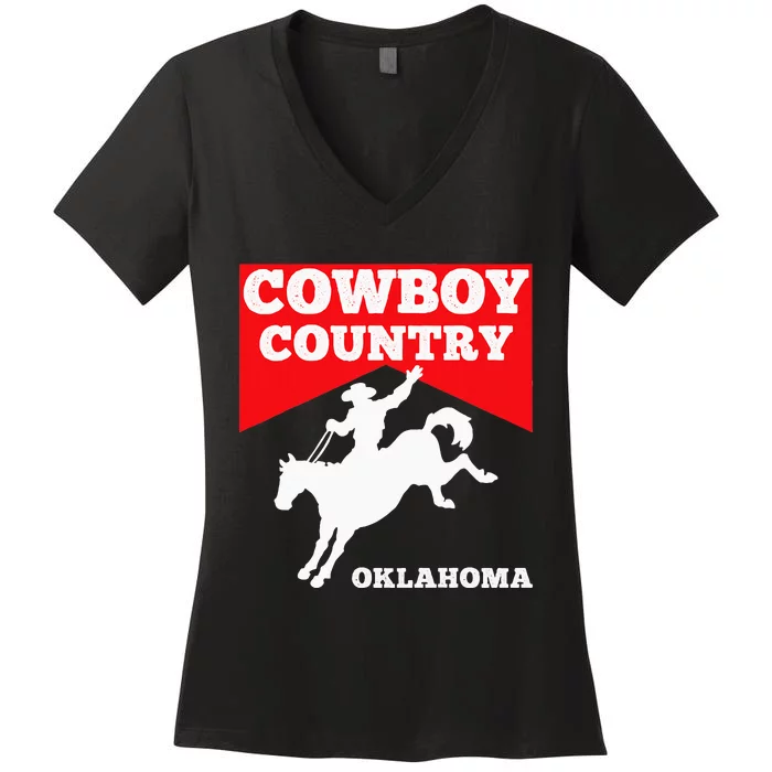 Oklahoma Cowboy Country Horse Riding Rodeo Women's V-Neck T-Shirt