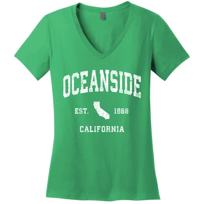 Oceanside California Ca Vintage Athletic Women's V-Neck T-Shirt