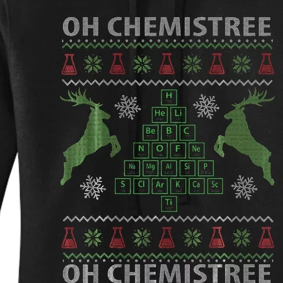 Oh Chemistree Chemistry Teacher Ugly Christmas Sweater Pun Women's Pullover Hoodie