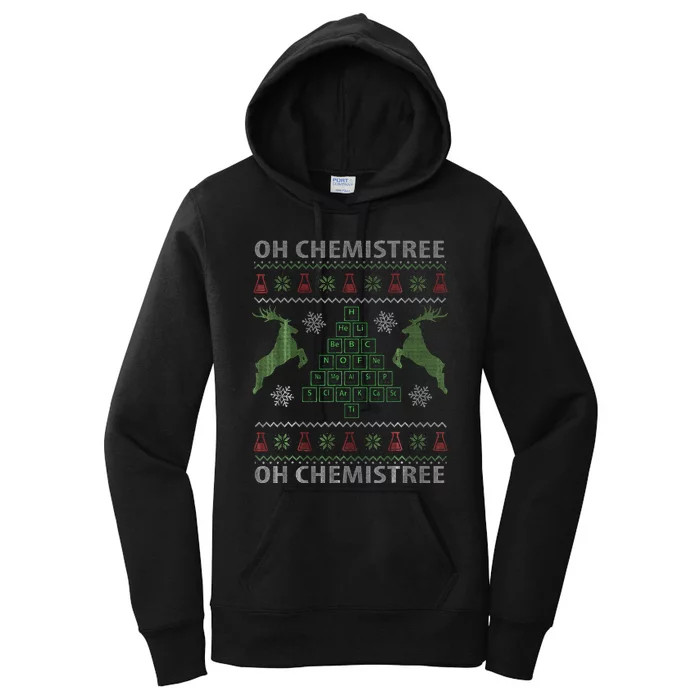 Oh Chemistree Chemistry Teacher Ugly Christmas Sweater Pun Women's Pullover Hoodie