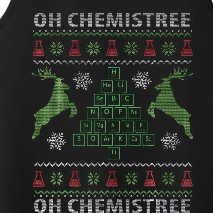 Oh Chemistree Chemistry Teacher Ugly Christmas Sweater Pun Performance Tank