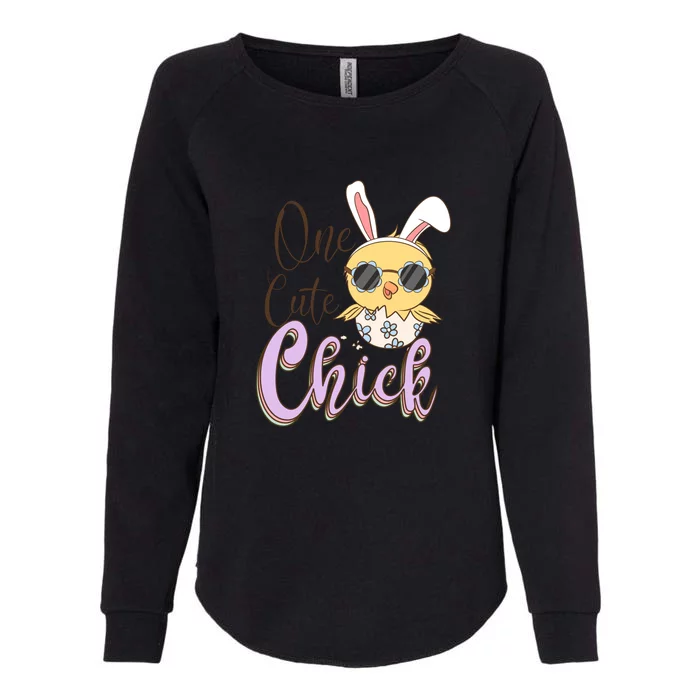 One Cute Chick With Glasses Funny Bunny Easter Day Womens California Wash Sweatshirt