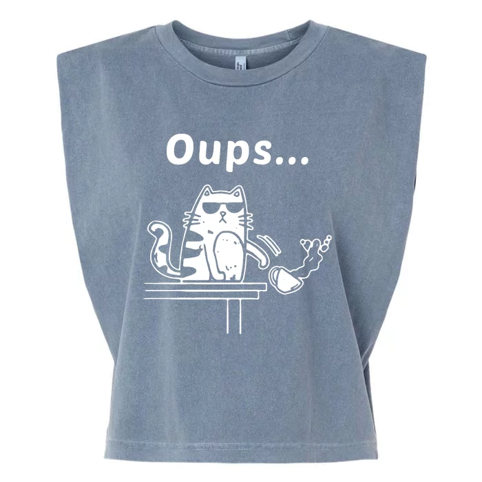 Oups Cat Coffee Garment-Dyed Women's Muscle Tee