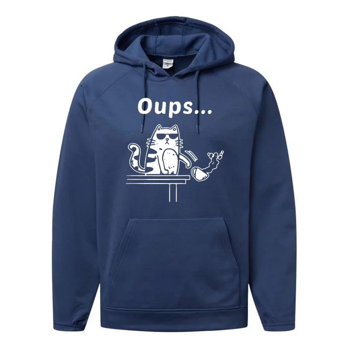 Oups Cat Coffee Performance Fleece Hoodie