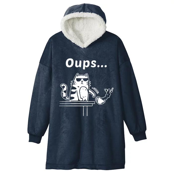 Oups Cat Coffee Hooded Wearable Blanket