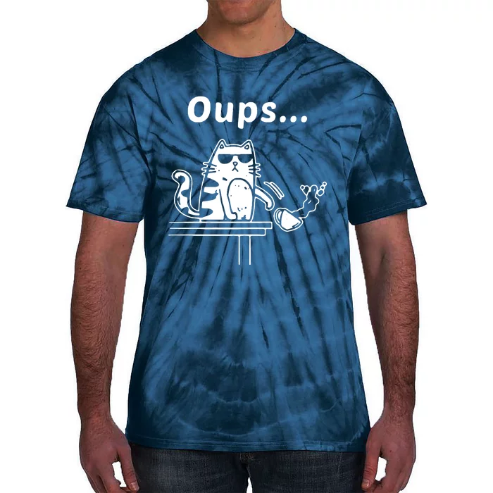 Oups Cat Coffee Tie-Dye T-Shirt