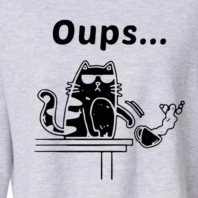 Oups Cat Coffee Cropped Pullover Crew