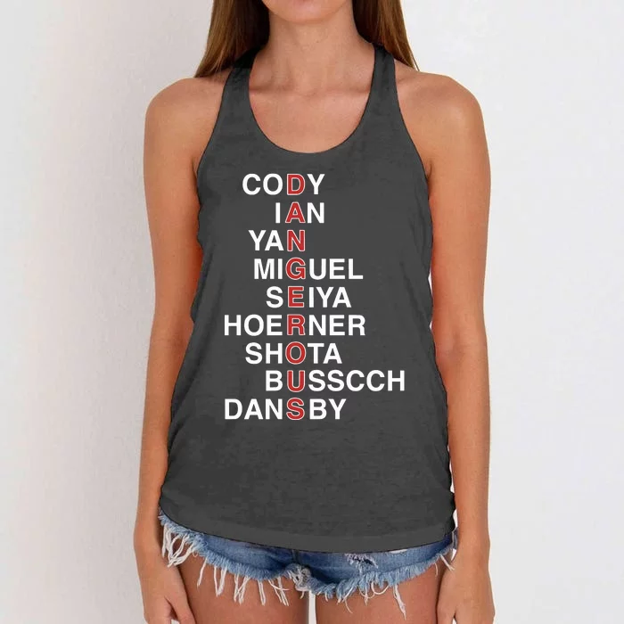 Obvious C.H.I.C.A.G.O Cubs Dangerous Cody Ian Yan Miguel Seiya Hoerner Shota Women's Knotted Racerback Tank