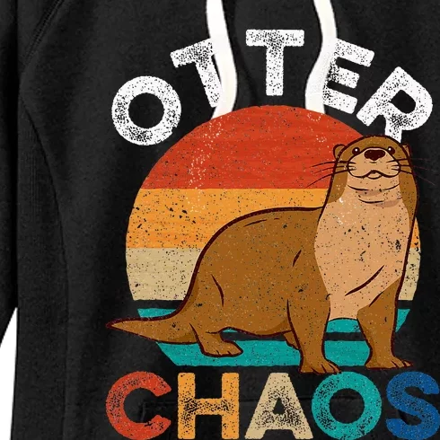 Otter Chaos Cute Otter Lover Animal Puns Punny Women's Fleece Hoodie