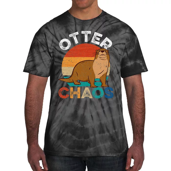 Otter Chaos Cute Otter Lover Animal Puns Punny Tie-Dye T-Shirt