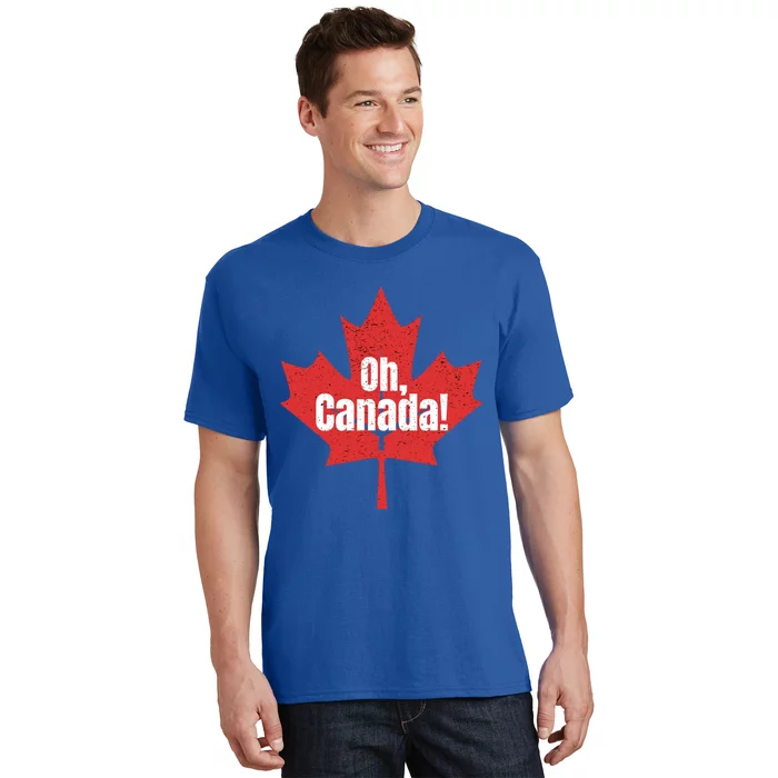 Oh Canada Canadian Pride Maple Leaf National Day Distressed Gift T-Shirt